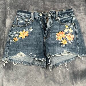 Floral Embroidered Denim Shorts